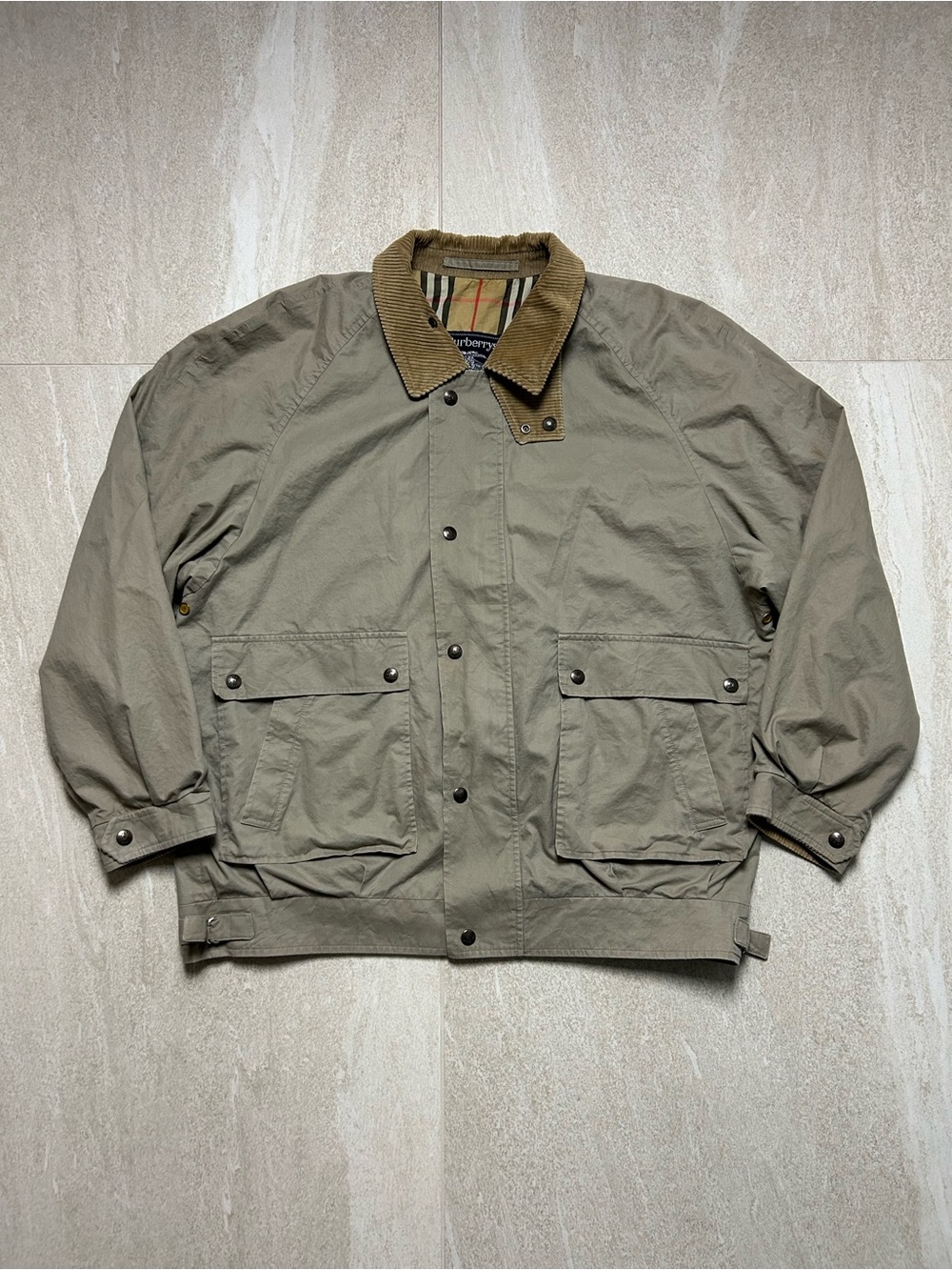 VINTAGE BURBERRYS FIELD JACKET MENS XL UTILITY BOMBER ZIP NOVA CHECK PLAID RARE